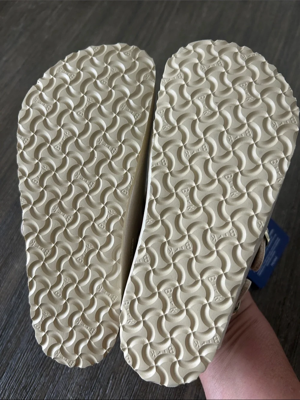 Birkenstock Kids Metallic Cream Slip-On Clogs, Size C12, New.